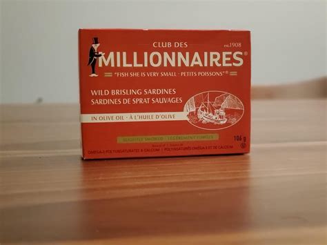 millionaires sardines|brisling sardines in olive oil.